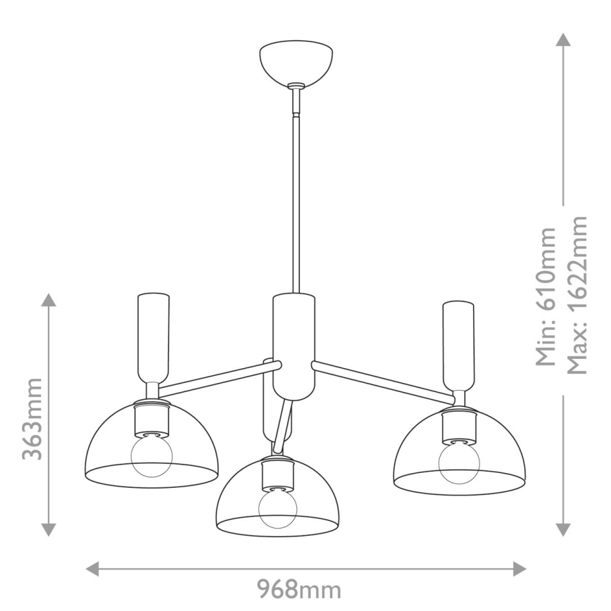 Alora Mood - Chandelier on a pole JUDE 3xE27/60W/230V d. 96,8 cm brass