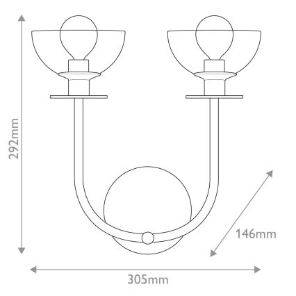 Alora Mood - Wall Light SYLVIA 2xE14/40W/230V, Gold