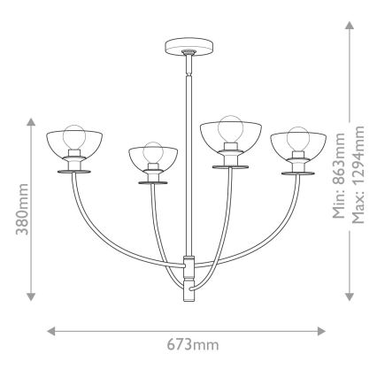 Alora Mood - SYLVIA Rod Pendant Light 4xE14/40W/230V Gold