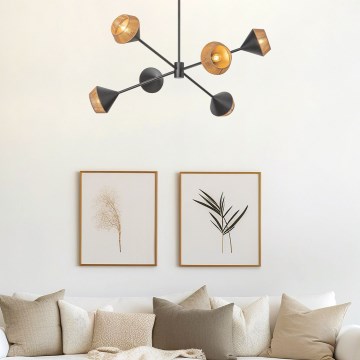 Alora Mood - DAPHNE Rod-Mounted Chandelier 6xE14/40W/230V Black/Brown