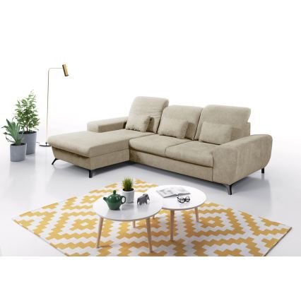ALTA Left-Facing L-Shaped Upholstered Corner Sofa Bed with Storage, Beige