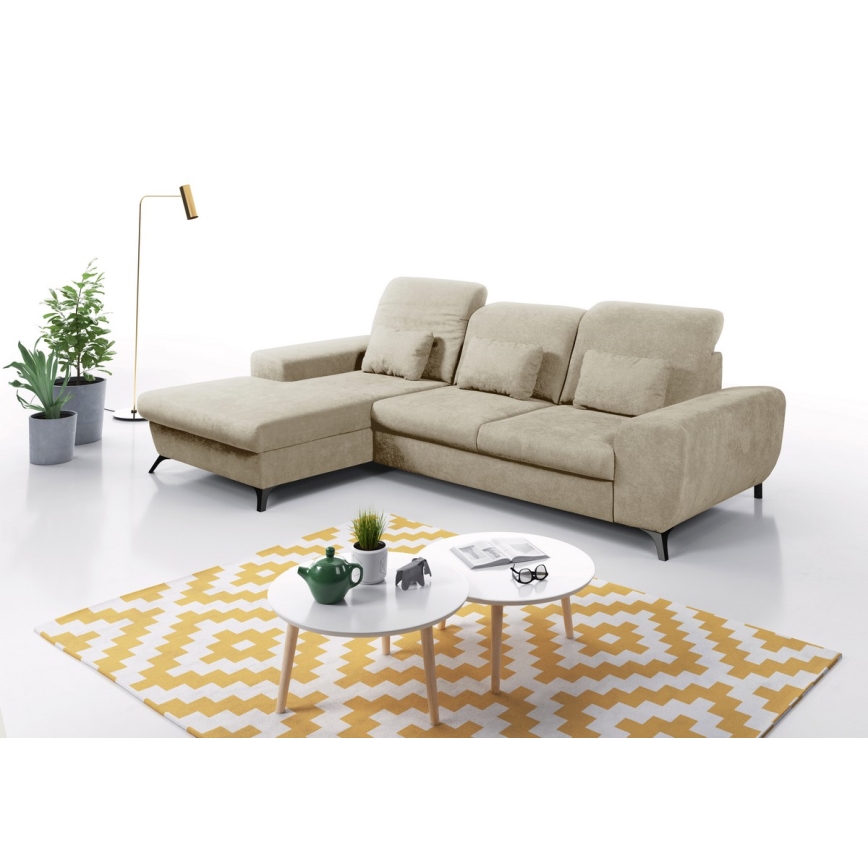 ALTA Left-Facing L-Shaped Upholstered Corner Sofa Bed with Storage, Beige