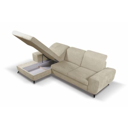 ALTA Left-Facing L-Shaped Upholstered Corner Sofa Bed with Storage, Beige