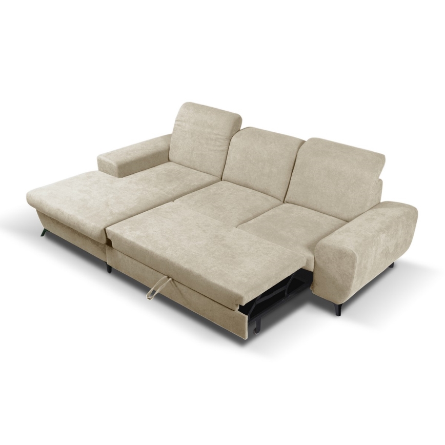 ALTA Left-Facing L-Shaped Upholstered Corner Sofa Bed with Storage, Beige