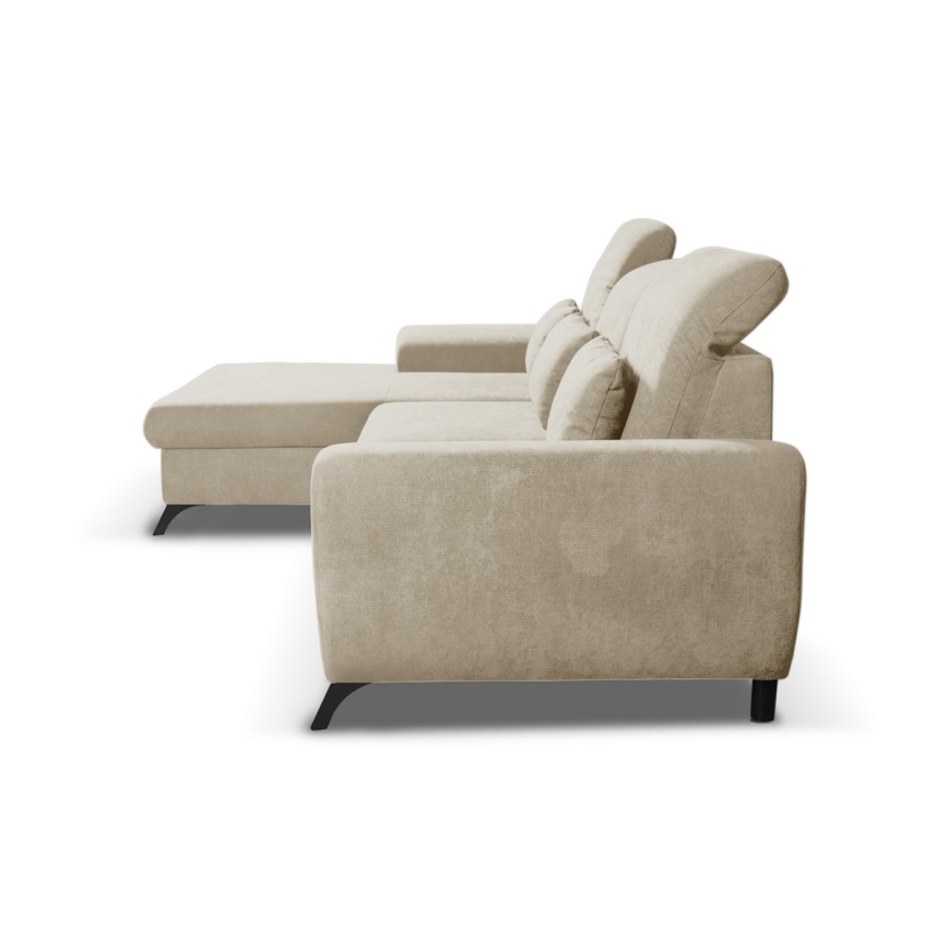 ALTA Left-Facing L-Shaped Upholstered Corner Sofa Bed with Storage, Beige