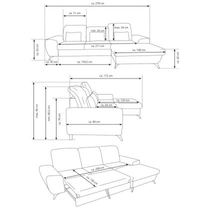 ALTA Left-Facing L-Shaped Upholstered Corner Sofa Bed with Storage, Gray