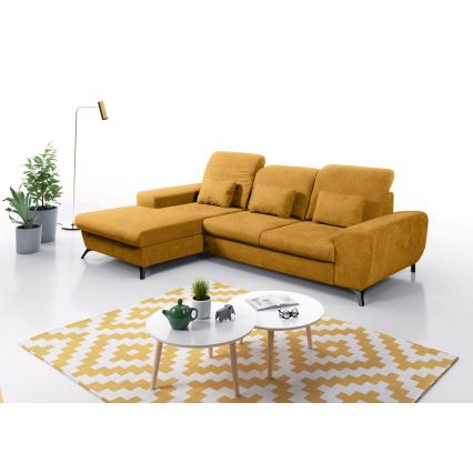 ALTA Left-Facing L-Shaped Upholstered Sofa Bed with Storage, Yellow