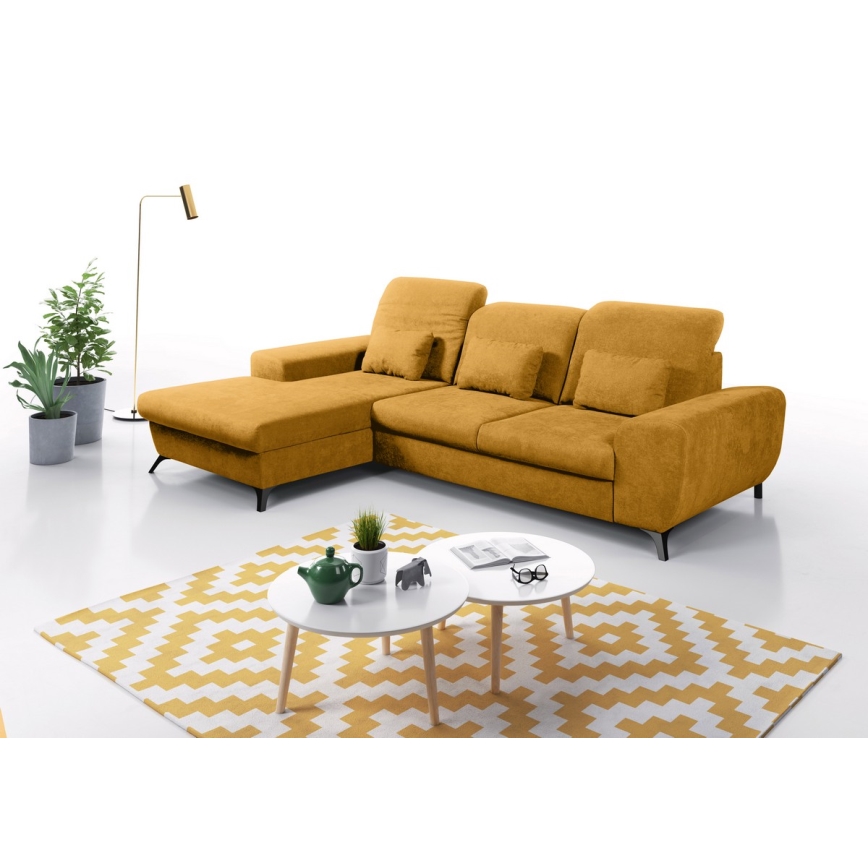 ALTA Left-Facing L-Shaped Upholstered Sofa Bed with Storage, Yellow