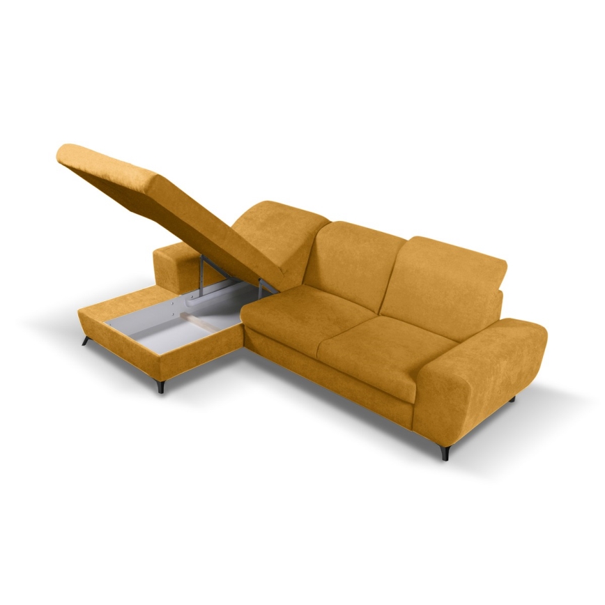 ALTA Left-Facing L-Shaped Upholstered Sofa Bed with Storage, Yellow