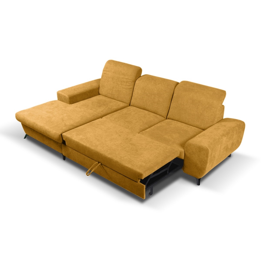 ALTA Left-Facing L-Shaped Upholstered Sofa Bed with Storage, Yellow