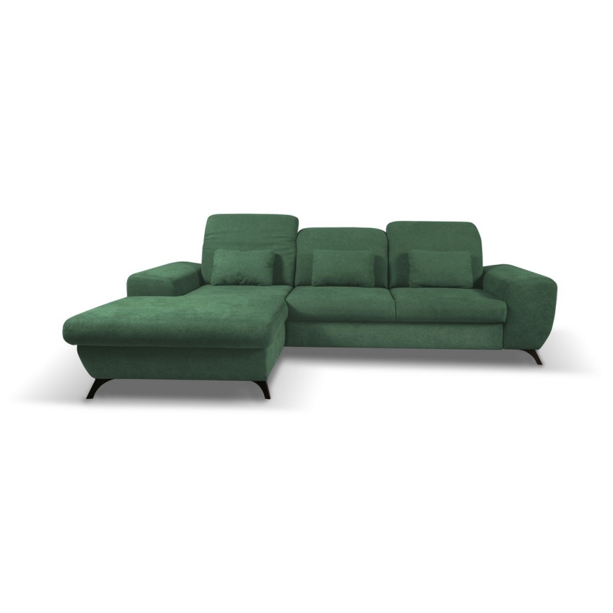ALTA Left L-shaped Upholstered Corner Sofa Bed with Storage, Green