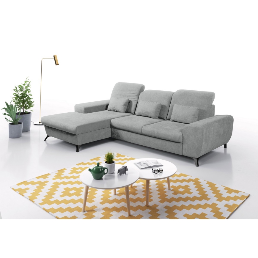 ALTA Left-Facing L-Shaped Upholstered Corner Sofa Bed with Storage, Gray