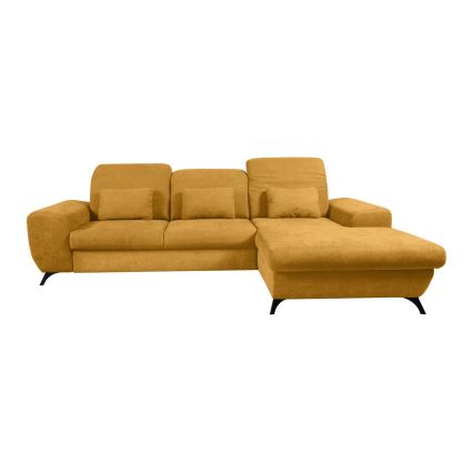 ALTA Right-hand L-shaped Upholstered Corner Sofa with Pull-out Bed and Storage, Yellow