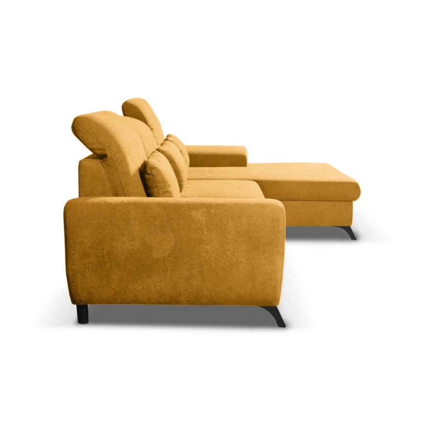 ALTA Right-hand L-shaped Upholstered Corner Sofa with Pull-out Bed and Storage, Yellow