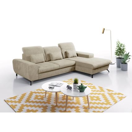 ALTA L-Shaped Right-Facing Upholstered Sofa Bed with Storage, Beige