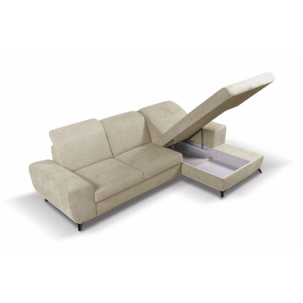 ALTA L-Shaped Right-Facing Upholstered Sofa Bed with Storage, Beige