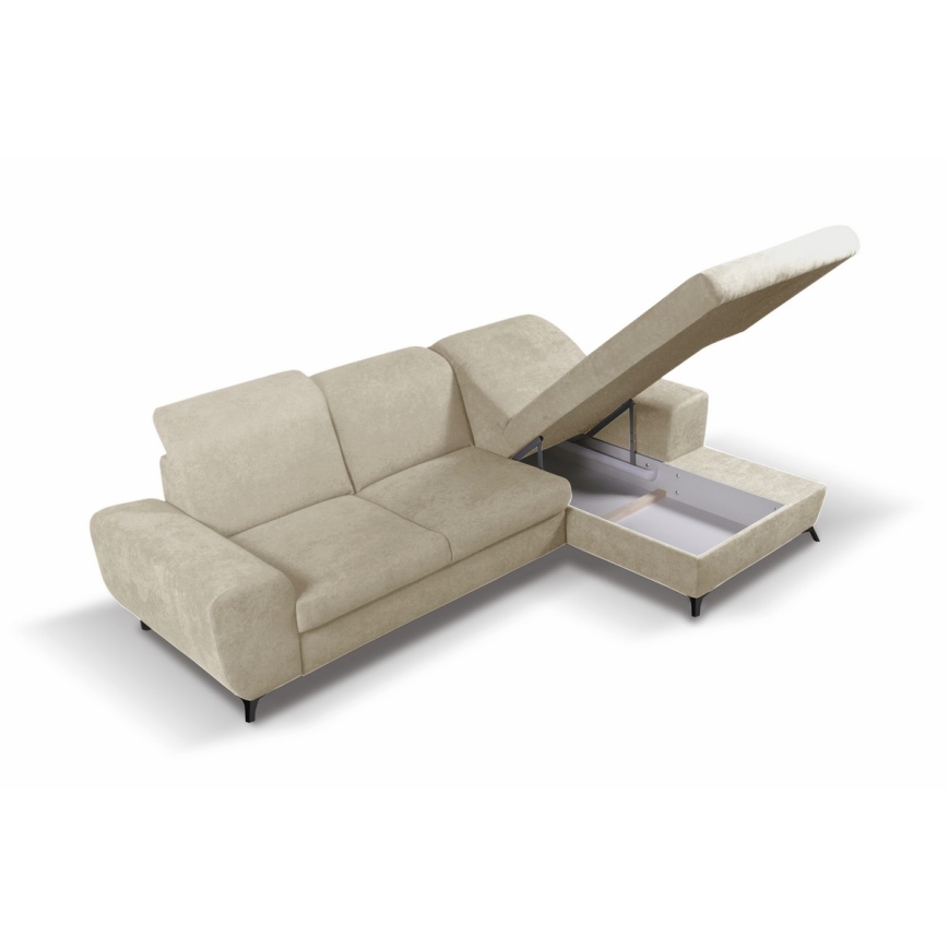 ALTA L-Shaped Right-Facing Upholstered Sofa Bed with Storage, Beige