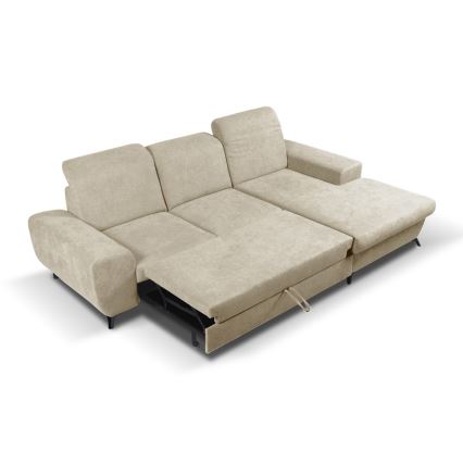 ALTA L-Shaped Right-Facing Upholstered Sofa Bed with Storage, Beige