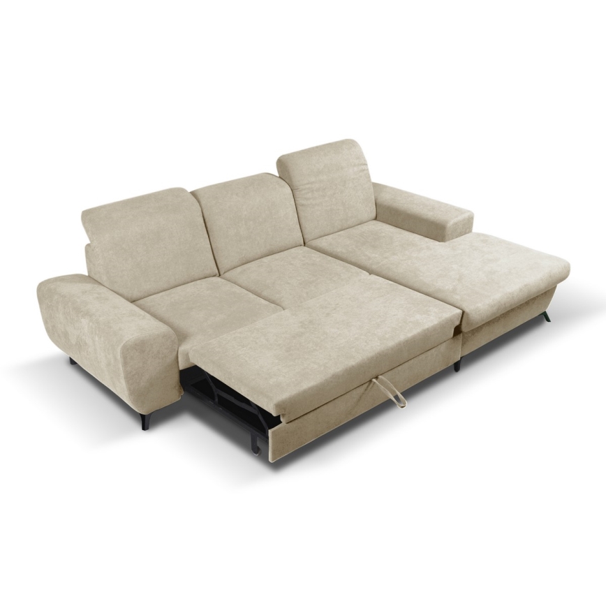 ALTA L-Shaped Right-Facing Upholstered Sofa Bed with Storage, Beige