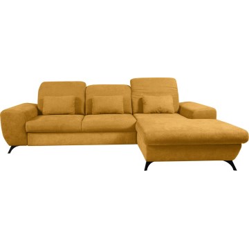 ALTA Right-Hand L-Shaped Upholstered Corner Sofa Bed with Storage — Yellow