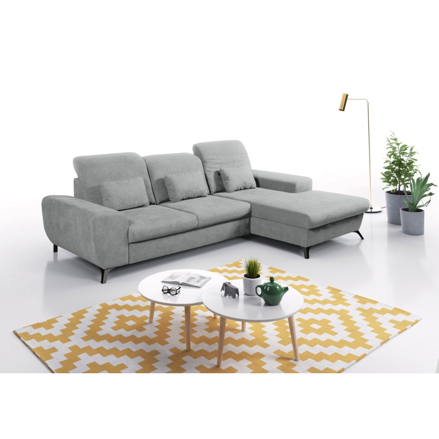 ALTA Right-Hand L-Shaped Upholstered Corner Sofa Bed with Built-In Storage, Grey