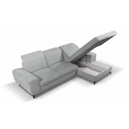 ALTA Right-Hand L-Shaped Upholstered Corner Sofa Bed with Built-In Storage, Grey
