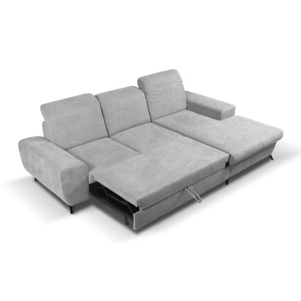 ALTA Right-Hand L-Shaped Upholstered Corner Sofa Bed with Built-In Storage, Grey