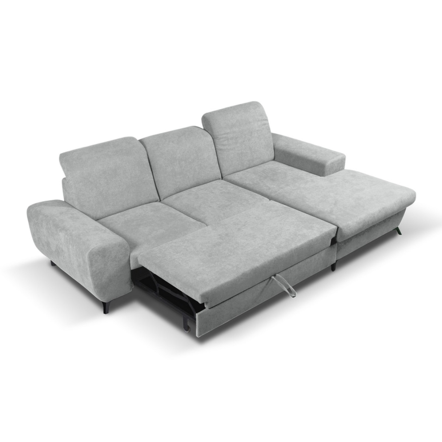 ALTA Right-Hand L-Shaped Upholstered Corner Sofa Bed with Built-In Storage, Grey