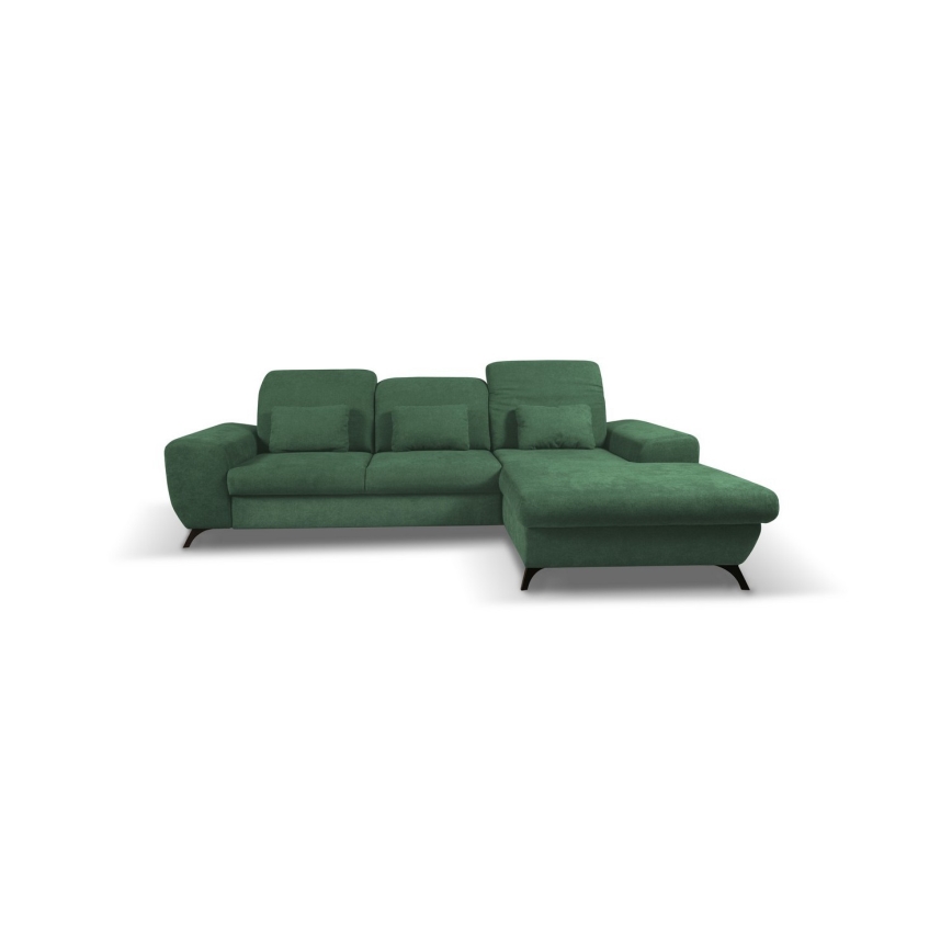 ALTA Right-Hand L-Shaped Upholstered Corner Sofa with Storage and Pull-Out Bed — Green