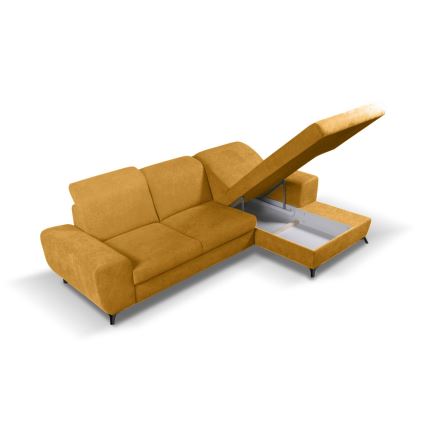ALTA Right-Hand L-Shaped Upholstered Corner Sofa Bed with Storage — Yellow