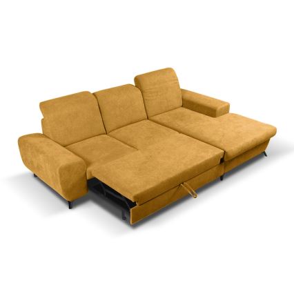 ALTA Right-Hand L-Shaped Upholstered Corner Sofa Bed with Storage — Yellow