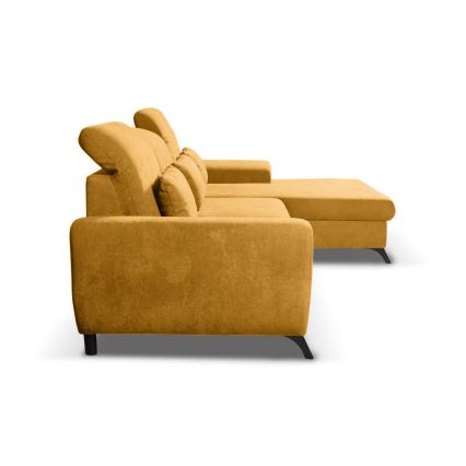 ALTA Right-Hand L-Shaped Upholstered Corner Sofa Bed with Storage — Yellow