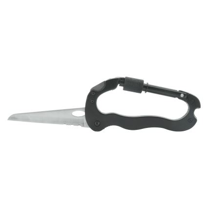 Aluminum multifunction karabiner with safety catch black