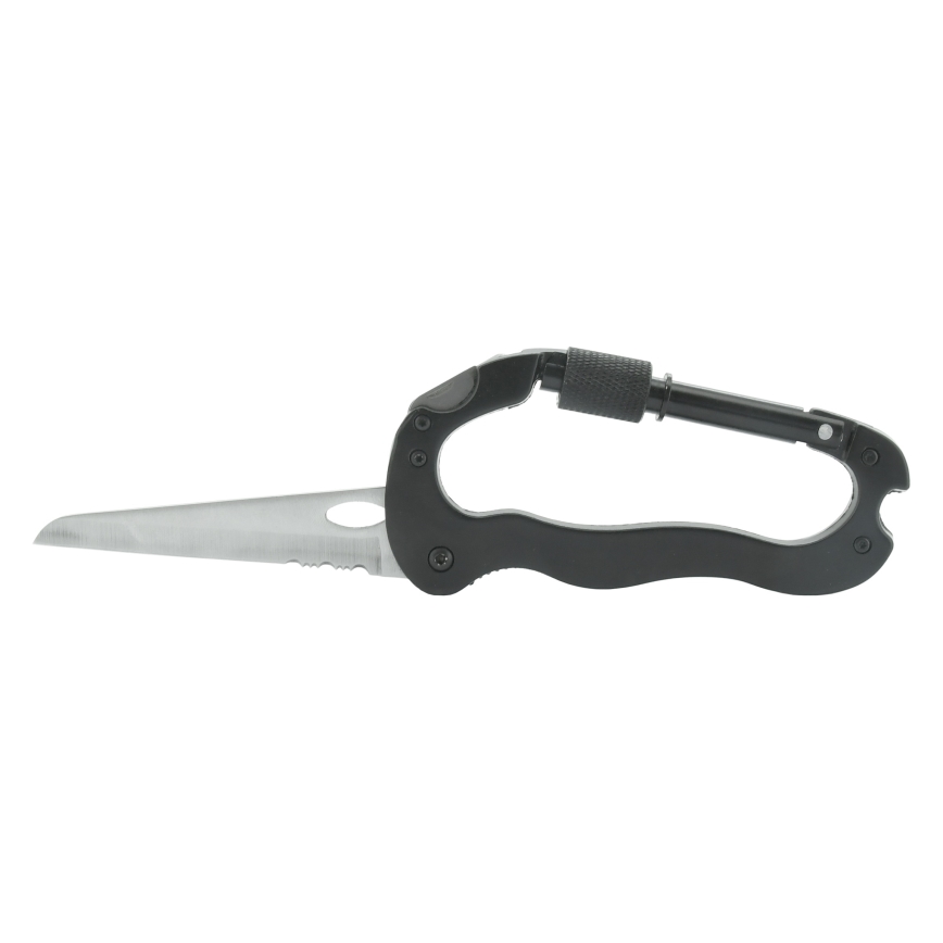 Aluminum multifunction karabiner with safety catch black