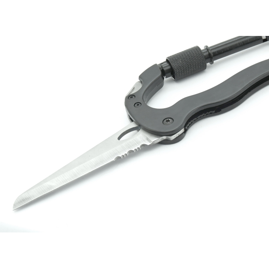Aluminum multifunction karabiner with safety catch black