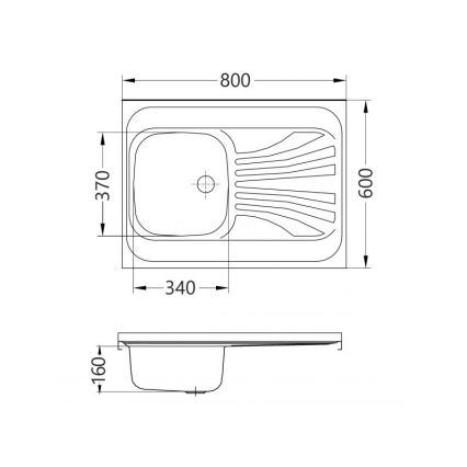 ALVEUS 1095618 - Kitchen sink CLASSIC 80x60 cm matte steel/satin without rim, rotary