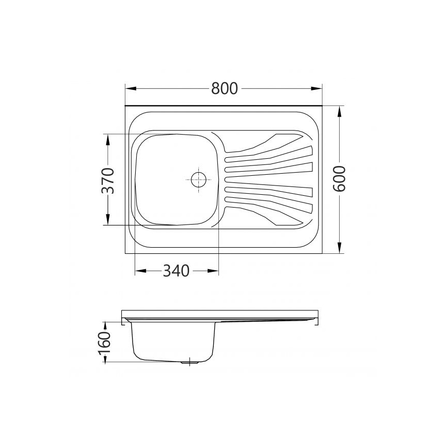 ALVEUS 1095618 - Kitchen sink CLASSIC 80x60 cm matte steel/satin without rim, rotary