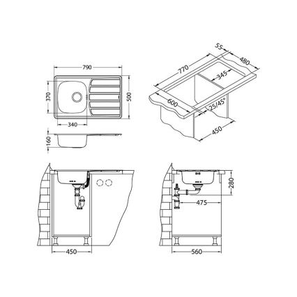 ALVEUS 1098938 - Kitchen sink ZOOM 79x50 cm satin, for top mounting