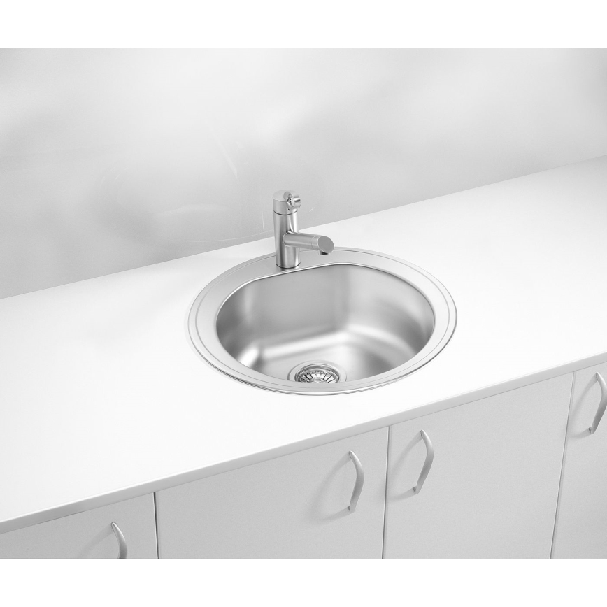 ALVEUS 1116756 - FORM kitchen sink Ø 51 cm stainless steel, satin finish, depth 18.5 cm