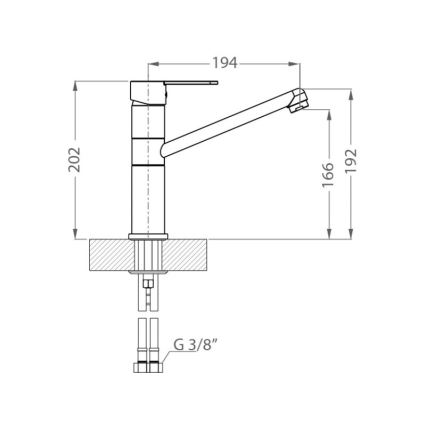 ALVEUS 1119875 - Sink tap ZENIT 20,2 cm granite/black