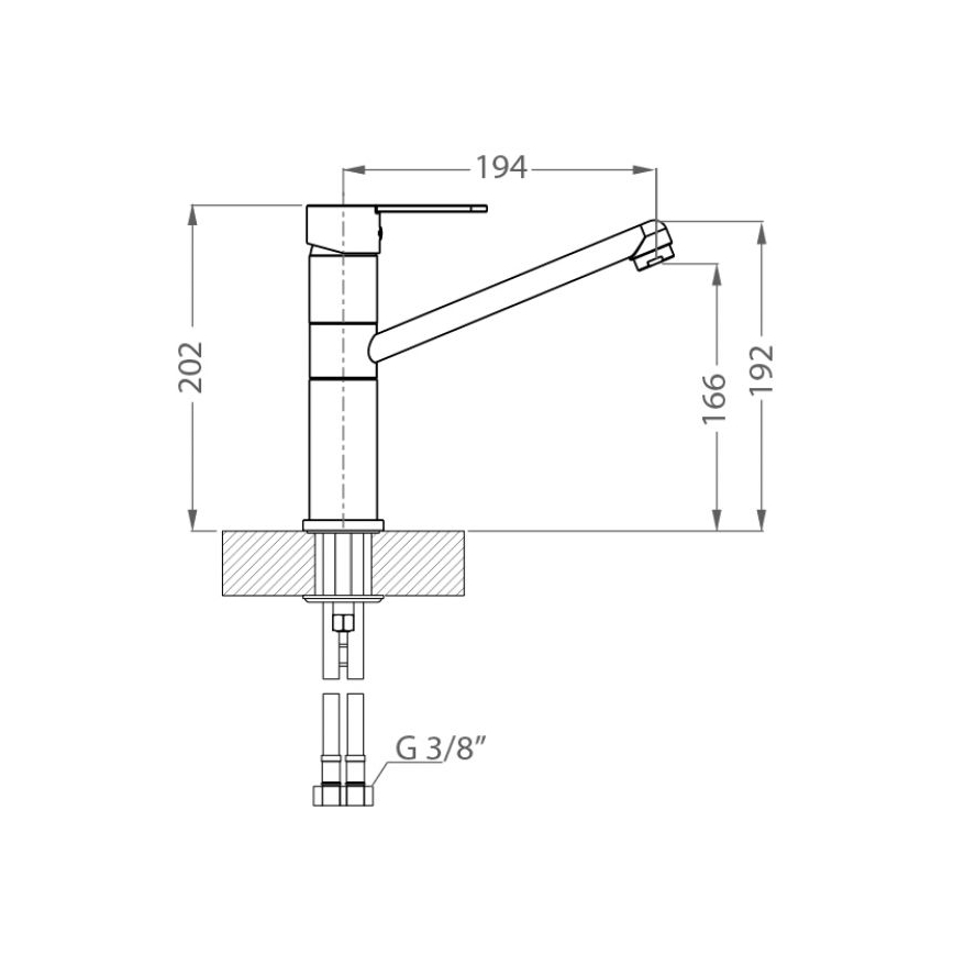 ALVEUS 1119875 - Sink tap ZENIT 20,2 cm granite/black