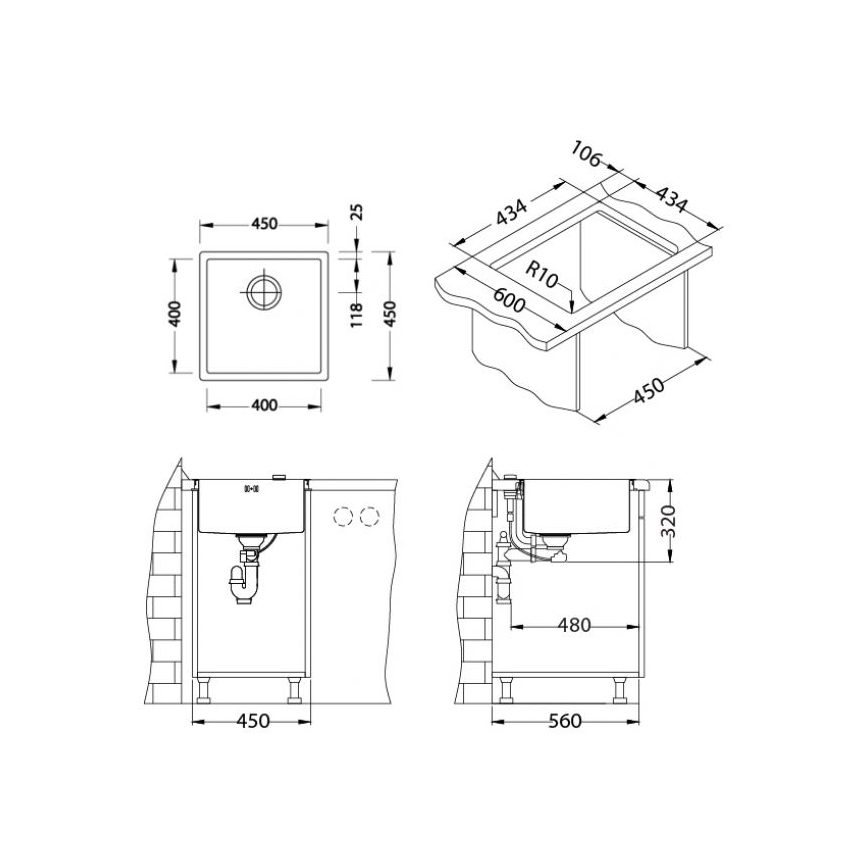 ALVEUS 1122689 - Kitchen sink QUADRIX 45x45 cm monarch copper