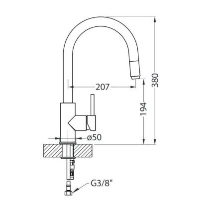 ALVEUS 1129022 - Sink tap with pull-out sprayer DELOS 38 cm granite/black