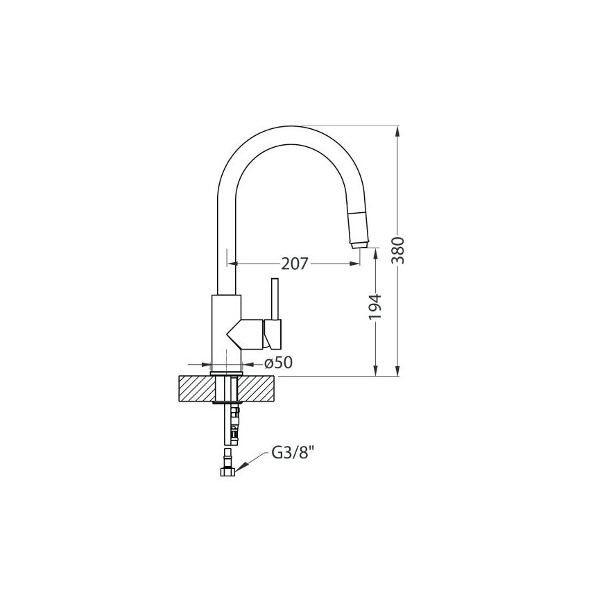 ALVEUS 1129022 - Sink tap with pull-out sprayer DELOS 38 cm granite/black