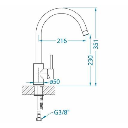 ALVEUS 1129028 - ELZA 35.1 cm Stainless Steel Kitchen Faucet