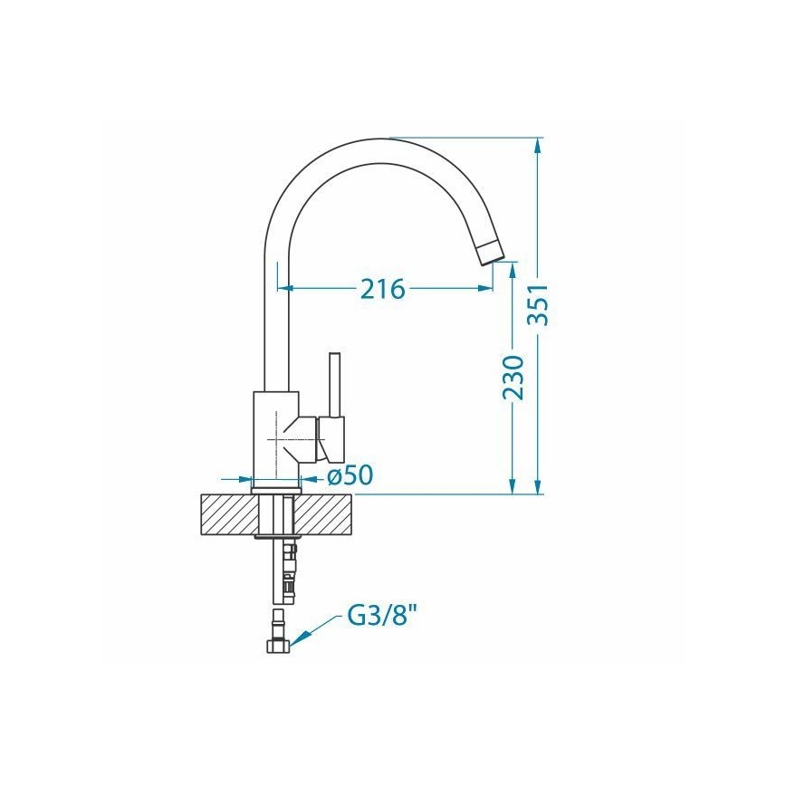 ALVEUS 1129028 - ELZA 35.1 cm Stainless Steel Kitchen Faucet