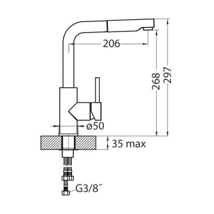 ALVEUS 1129045 - Sink tap with pull-out sprayer SIROS 29,7 cm granite/beige