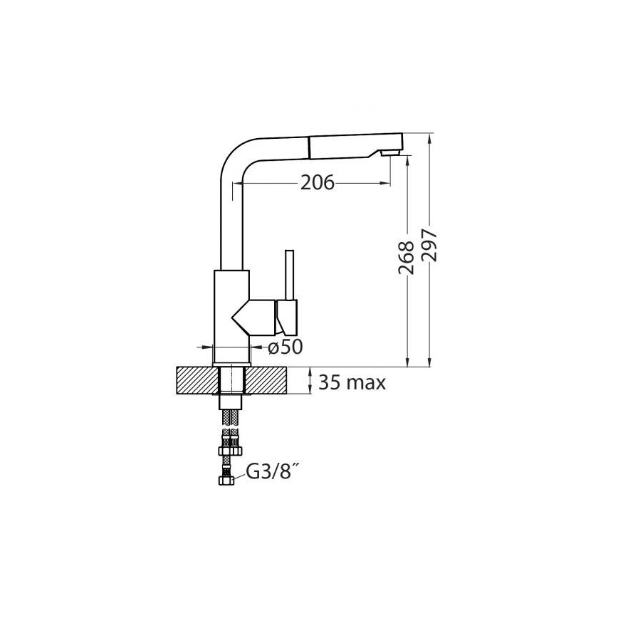 ALVEUS 1129045 - Sink tap with pull-out sprayer SIROS 29,7 cm granite/beige