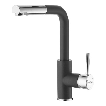 ALVEUS 1129048 - Sink tap with pull-out sprayer SIROS 29,7 cm granite/black