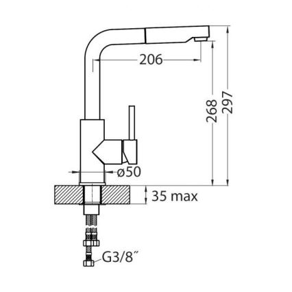 ALVEUS 1129048 - Sink tap with pull-out sprayer SIROS 29,7 cm granite/black